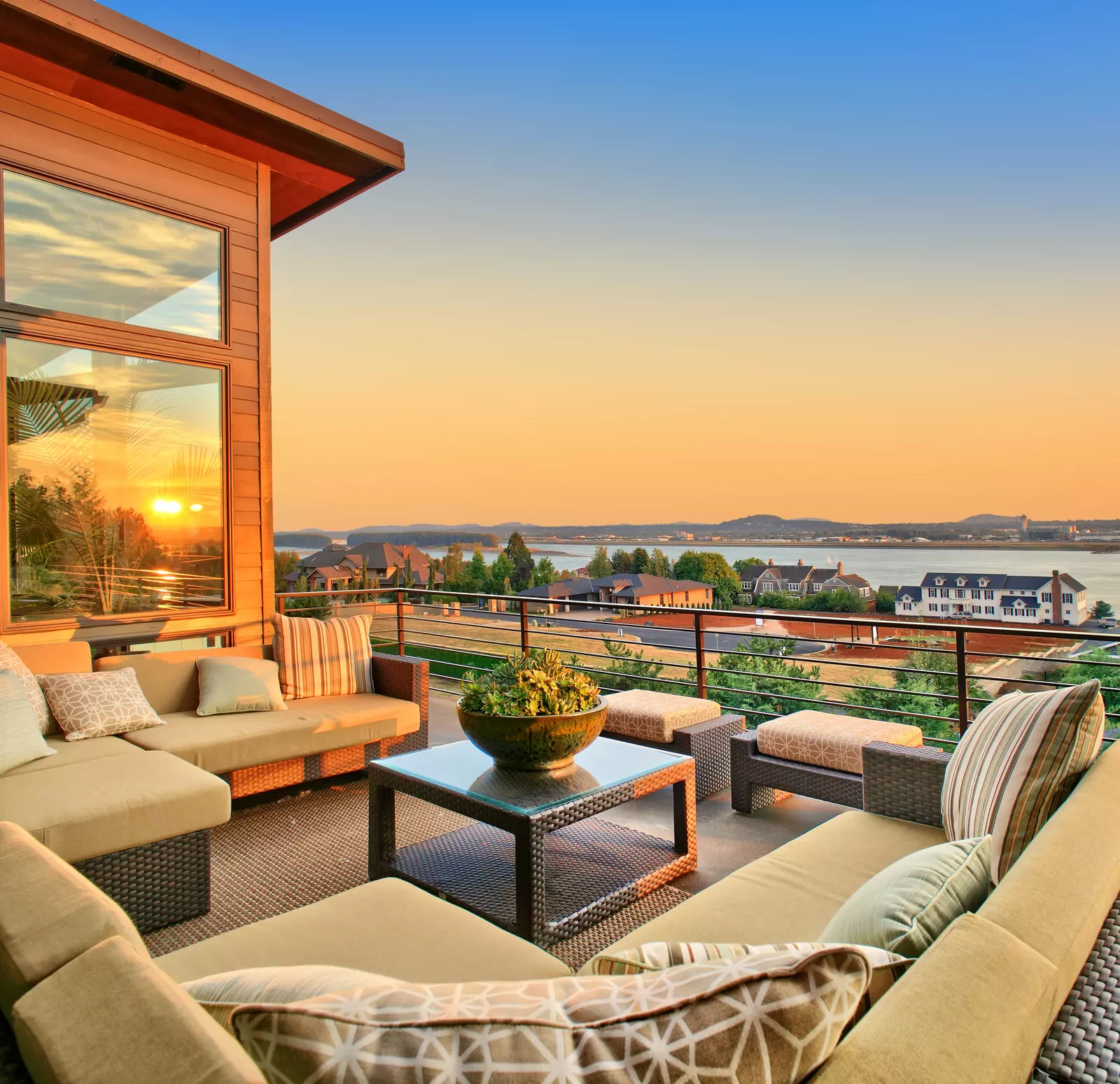 outdoor patio at lakeside property